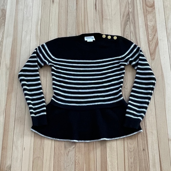 Broome Street Kate Spade Striped Peplum Cashmere Blend Knit Sweater - Sz XS - Picture 4 of 16